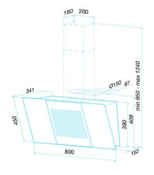 Вытяжка кухонная Best HORIZON черное стекло