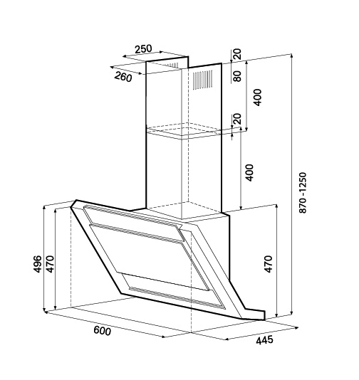 Вытяжка кухонная Krona AMANDA 600 white glass 5P