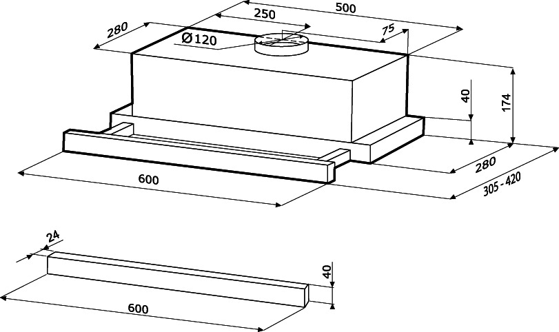 Вытяжка кухонная Krona KAMILLA WOOD 600