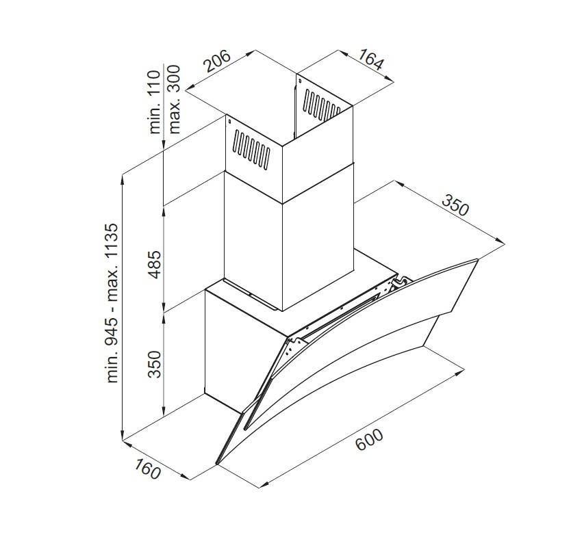 Вытяжка кухонная Maunfeld PLYM ARCA 60 черный