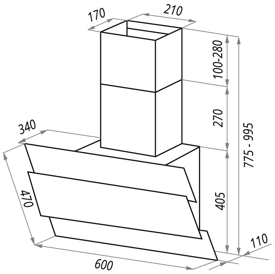 Вытяжка кухонная Maunfeld TOWER LUX 60 черный / красный