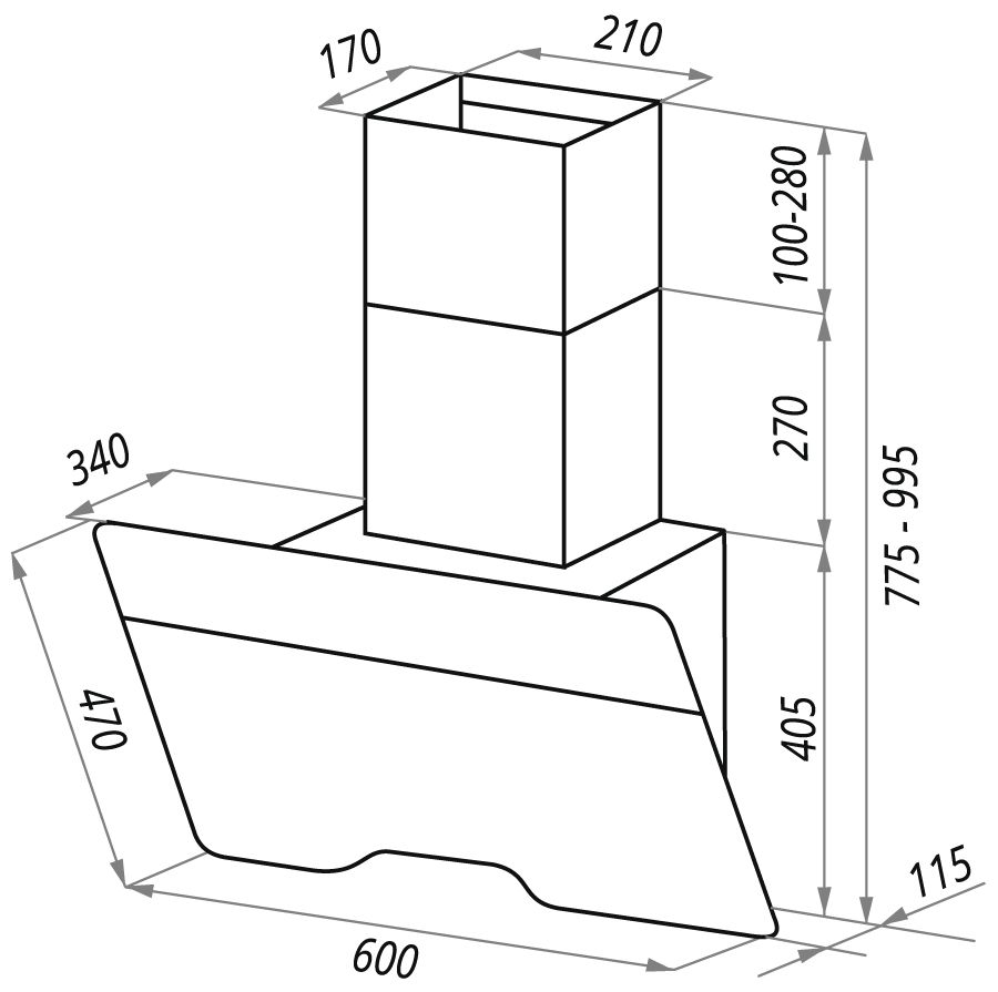Вытяжка кухонная Maunfeld TWEED 60 черный