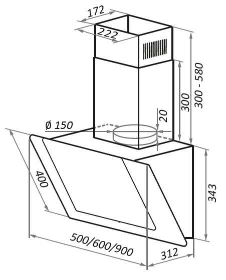 Вытяжка кухонная Maunfeld YORK PUSH 50 черный