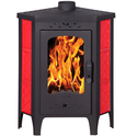 Печь ЭкоКамин  Бавария Изразец красный Угловая с чугунной плитой