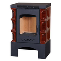Печь ЭкоКамин  Бавария изразцовая "Арка" коричневая с металлической крышкой, 9 кВт, ДУБЛЬ