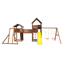 Детский городок Jungle Gym  Jungle Palace + Jungle Cottage (без горки) +жесткий мост + Rock + Рукоход + гимнастические кольца + Swing