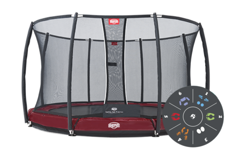 Батут Berg  Elite+ Regular Red 430 Tattoo  + Safety  Net T-series 430 красный