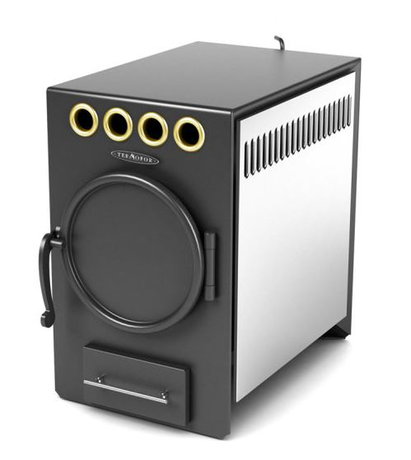 Печь TMF Нормаль-2 Турбо антрацит, нержавеющий конвектор, труба сзади