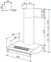 Вытяжка кухонная Best  SP 2196 60 (1 мотор)  черный
