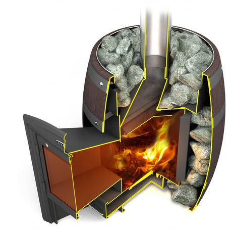 Печь TMF  Вариата Баррель Inox витра палисандр