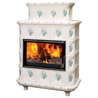 Печь ЭкоКамин  Эльзас изразец бежевый "Арка" Незабудка