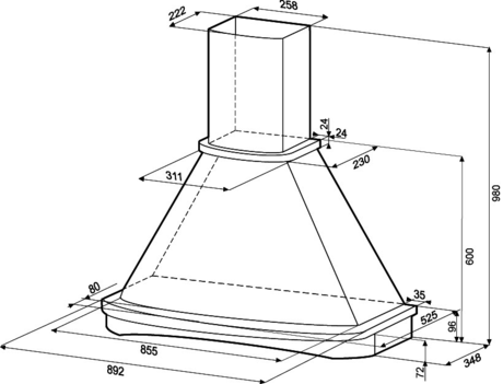 Вытяжка кухонная Shindo GRETTA CPB 900