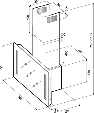 Вытяжка кухонная Krona  NAOMI mirror 900 black 5P-S