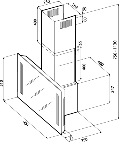 Вытяжка кухонная Krona  NAOMI Silent mirror 900 black 5P-S  
