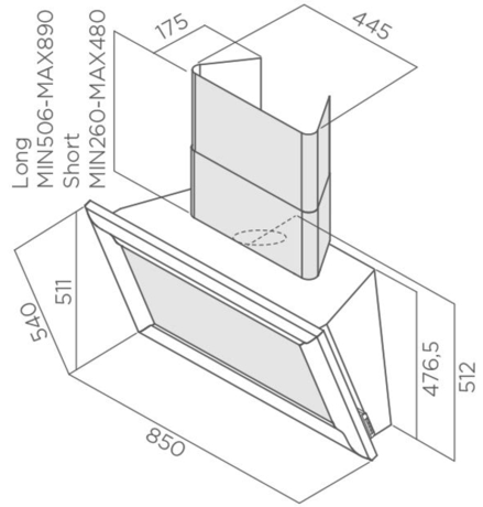 Вытяжка кухонная Elica AMELIE MATWH/F/85
