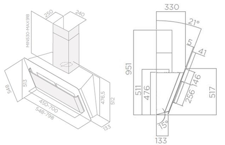 Вытяжка кухонная Elica BELT LUX BL/A/55
