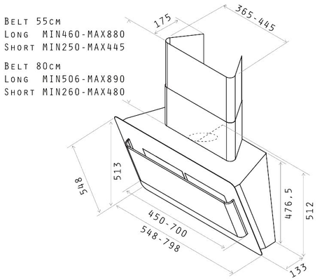 Вытяжка кухонная Elica BELT BL/F/55