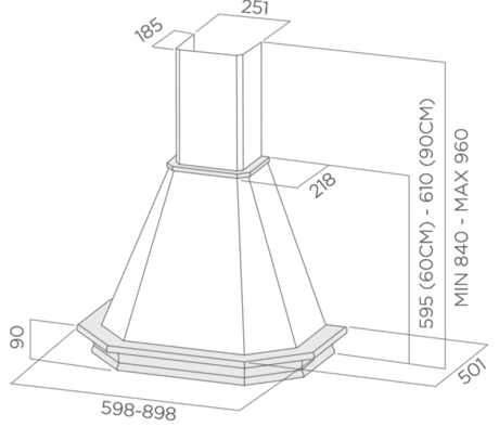 Вытяжка кухонная Elica EMERALD GO/A/60 T.GREZZO