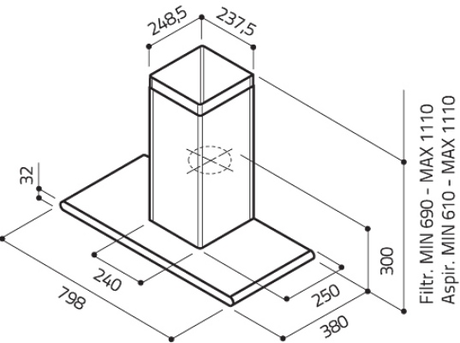 Вытяжка кухонная Elica GALAXY WHIX/A/80