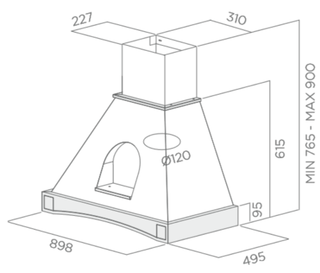 Вытяжка кухонная Elica MENSOLA WH/A/90 T.GREZZO