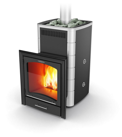 Печь TMF Тунгуска XXL антрацит, нерж.вставки, т/обменник