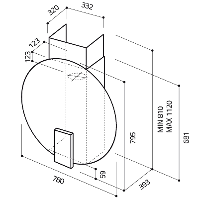 Вытяжка кухонная Elica SPACE EDS DIGITAL R BL/A/78