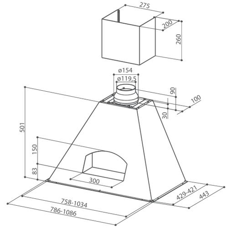 Вытяжка кухонная Faber  AGORA 120 корпус белый