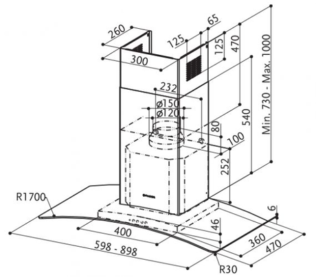 Вытяжка кухонная Faber  RAY X/V A60