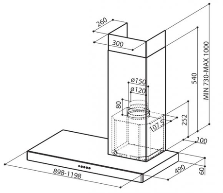 Вытяжка кухонная Faber  STILO DX/SP A120 правая