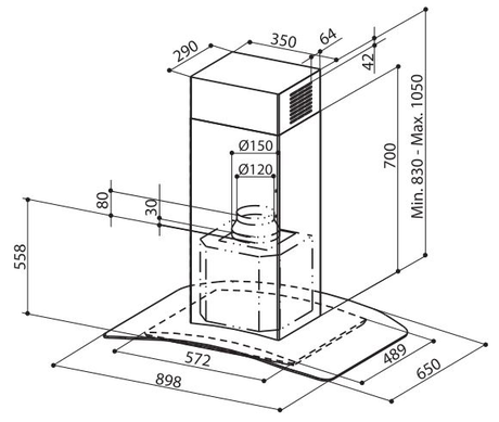 Вытяжка кухонная Faber  TRATTO ISOLA/SP EG8 X/V A90