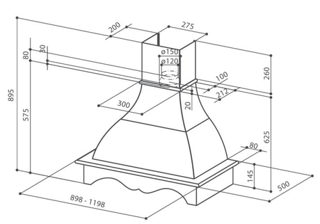 Вытяжка кухонная Faber  WEST 90 корпус белый