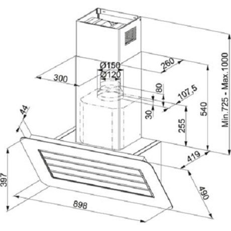 Вытяжка кухонная Franke  FRO 908 BK/XS