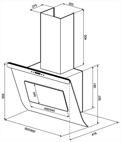 Вытяжка кухонная Shindo ARKTUR sensor 60 B/BG 3ETC