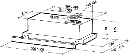Вытяжка кухонная Shindo MAYA 60 1M B/BG