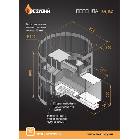 Печь Везувий Сенсация 16, (220) со стеклом, терракота, дровяная