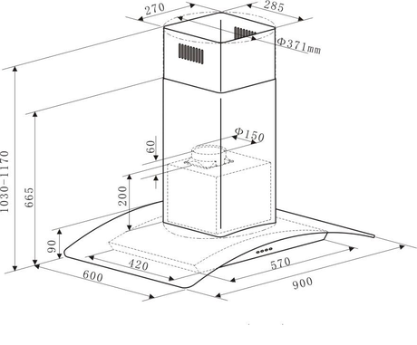 Вытяжка кухонная Maunfeld  ANCONA ISLA 90 нержавейка