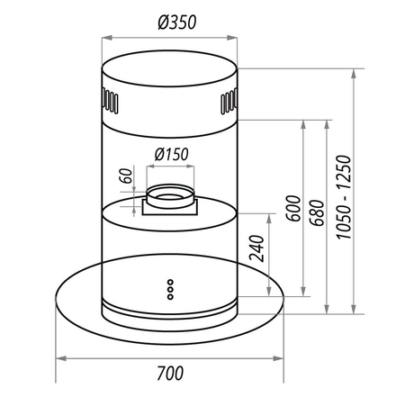 Вытяжка кухонная Maunfeld  PLYMOUTH 70 нержавейка