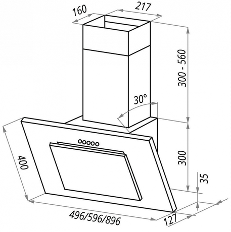 Вытяжка кухонная Maunfeld  TOWER GS 60 нержавейка/чёрное стекло