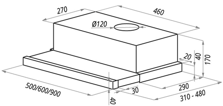 Вытяжка кухонная Maunfeld  VS Light 50 черный  галоген