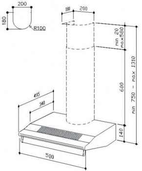 Вытяжка кухонная Best  SP2196 1M 500BL