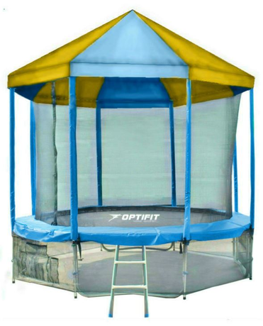 Батут Optifit  Like Blue 14ft с сине-желтой крышей