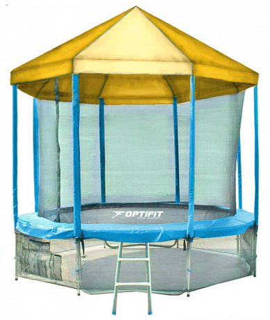Батут Optifit  Like Blue 14ft с желтой крышей