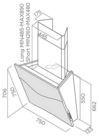 Вытяжка кухонная Elica CONCETTO SPAZIALE BL/F/75