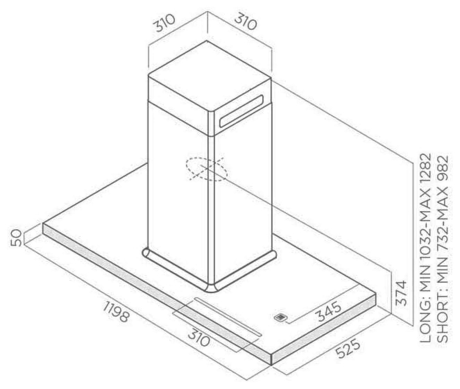 Вытяжка кухонная Elica BIO ISLAND WH/A/120x58 ROVERE