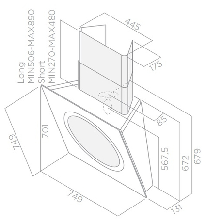 Вытяжка кухонная Elica OM AIR SENSE BL/F/75