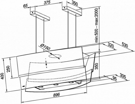 Вытяжка кухонная Maunfeld  CLIMB ISLA 90 черное стекло