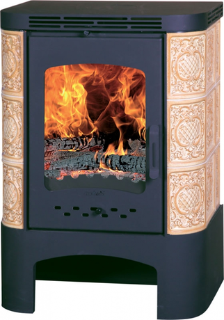 Печь ЭкоКамин  Веймар Изразец с металлической крышкой, Барокко бежевая