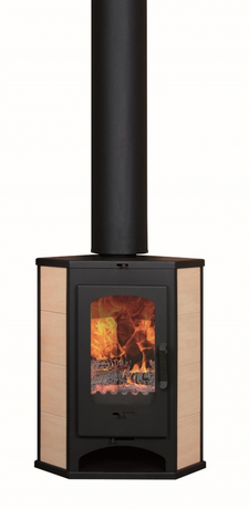 Печь ЭкоКамин  Бавария Изразец бежевый, пристенно-угловая, с т/обменником