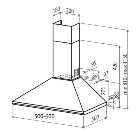 Вытяжка кухонная Best  WIN 50 BL
