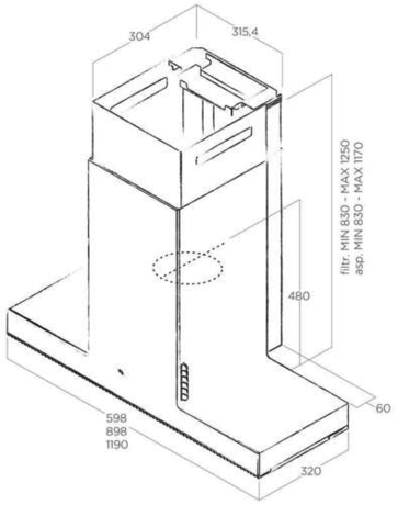 Вытяжка кухонная Elica HAIKU CONCRETE/A/60